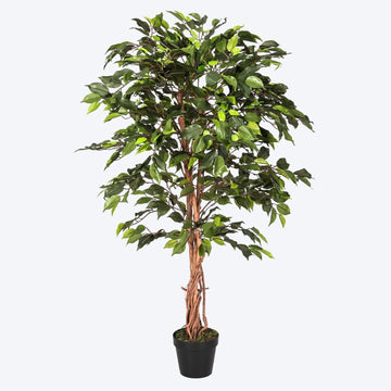 HOMESCAPES 4ft Artificial Ficus Tree – Tall Artificial Plant Indoor